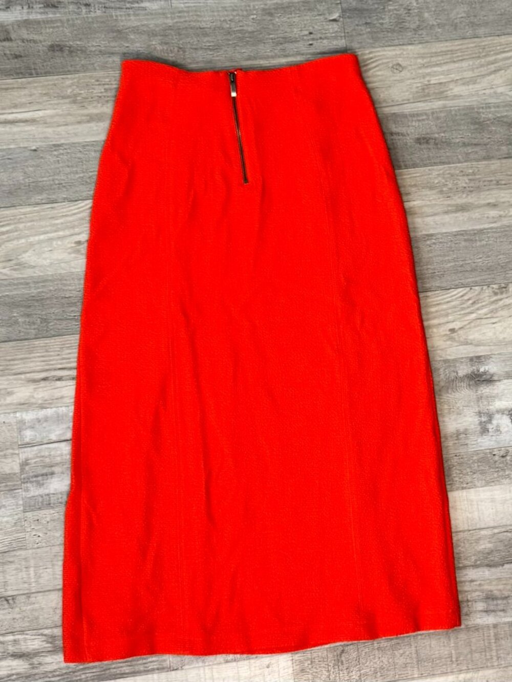 Anthropologie Maeve orange midi skirt double slits stretch size 2 A28 - Picture 7 of 8